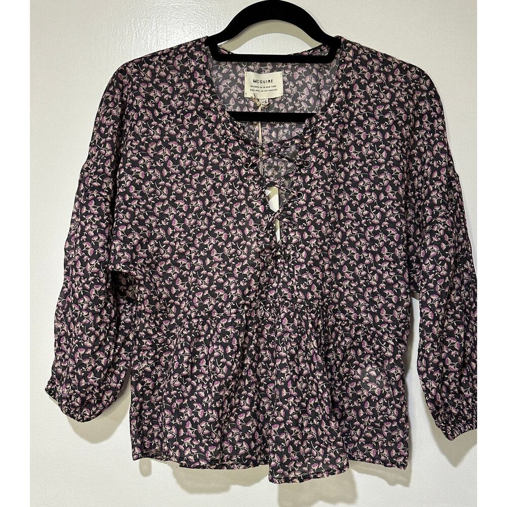 McGuire From Nordstrom Women's Peasant Blouse Peplum Bottom Size XS NWT